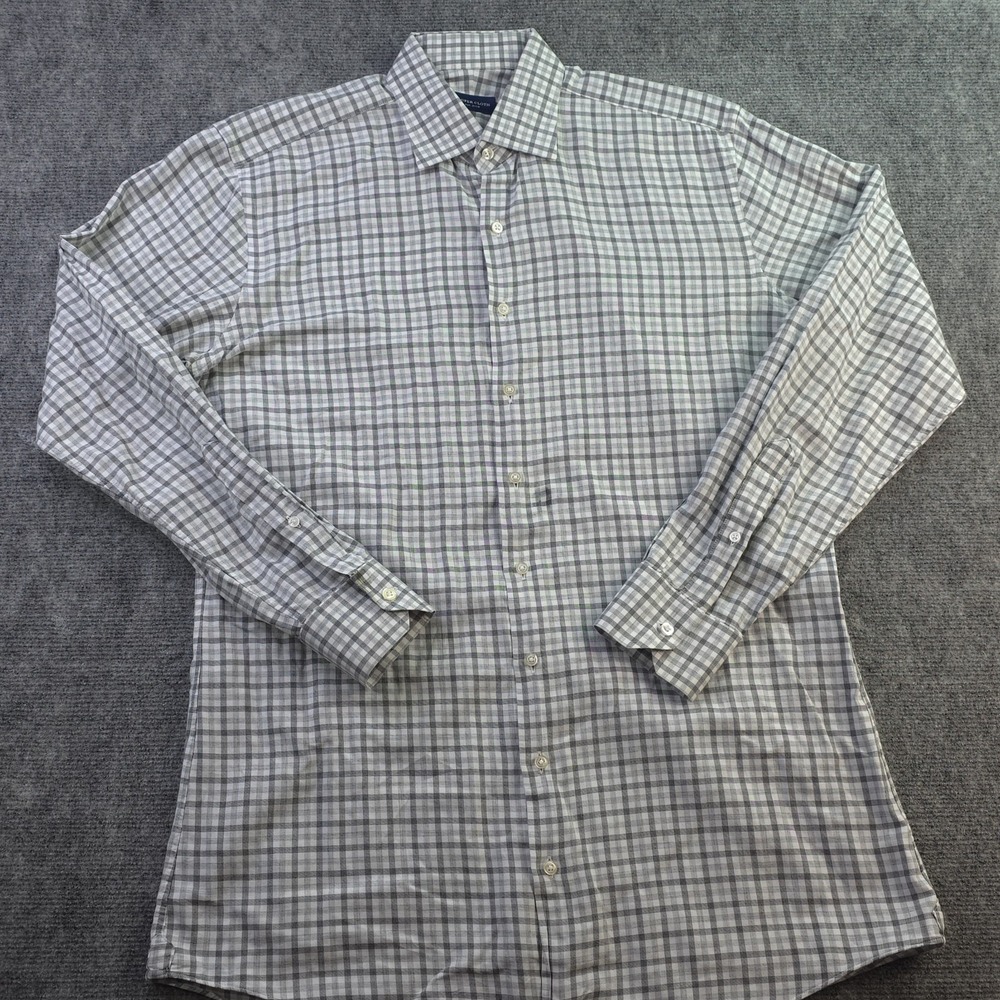 Proper‎ Cloth Dress Shirt 17 34/35? Gray Check Point Collar Cotton